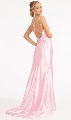 Elizabeth K GL3061 - Lace Up Satin Evening Dress