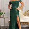 Elizabeth K GL3064 - Off Shoulder Sleeve Mermaid Dress