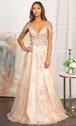 Elizabeth K GL3070 - Draping Sleeves Formal Gown