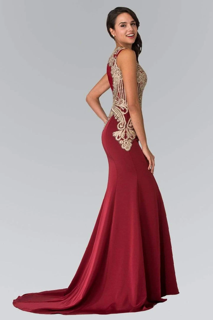 Elizabeth K - Gold Toned Embroidered Beaded Bodice Gown GL1461 7 Elizabeth K - Gold Toned Embroidered Beaded Bodice Gown GL1461