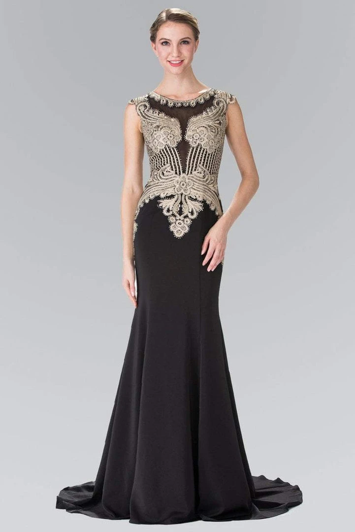 Elizabeth K - Gold Toned Embroidered Beaded Bodice Gown GL1461 3 Elizabeth K - Gold Toned Embroidered Beaded Bodice Gown GL1461