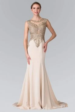 Elizabeth K - Gold Toned Embroidered Beaded Bodice Gown GL1461 19 Elizabeth K - Gold Toned Embroidered Beaded Bodice Gown GL1461
