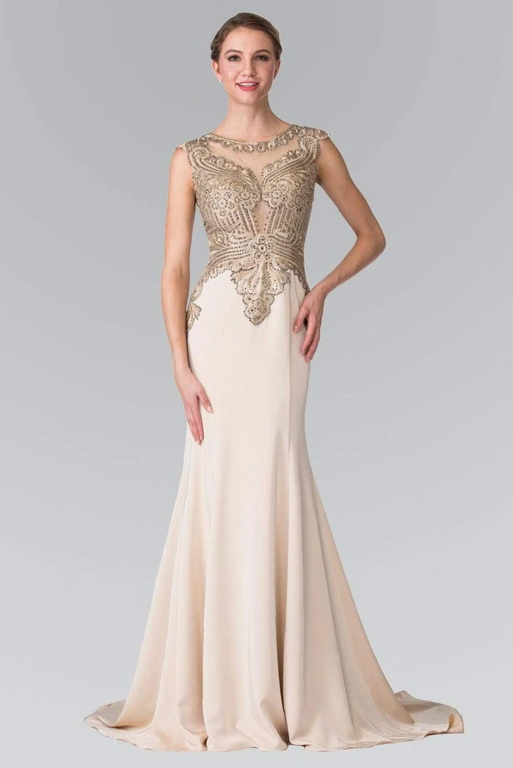 Elizabeth K - Gold Toned Embroidered Beaded Bodice Gown GL1461 8 Elizabeth K - Gold Toned Embroidered Beaded Bodice Gown GL1461