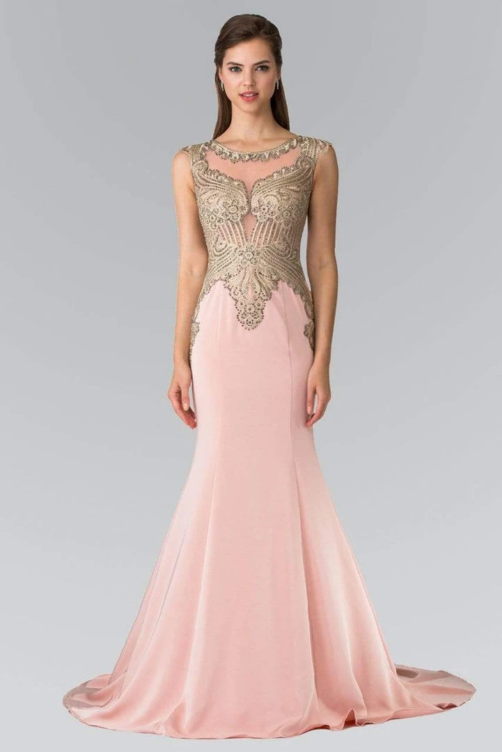 Elizabeth K - Gold Toned Embroidered Beaded Bodice Gown GL1461 10 Elizabeth K - Gold Toned Embroidered Beaded Bodice Gown GL1461