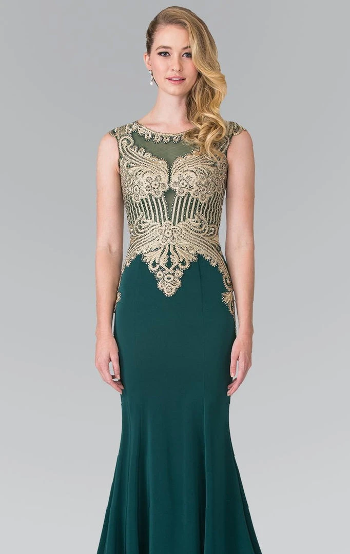 Elizabeth K - Gold Toned Embroidered Beaded Bodice Gown GL1461 6 Elizabeth K - Gold Toned Embroidered Beaded Bodice Gown GL1461