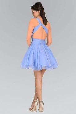 Elizabeth K - GS1037 Jeweled One Shoulder Short Ruffled Dress 15 Elizabeth K - GS1037 Jeweled One Shoulder Short Ruffled Dress