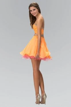 Elizabeth K - GS1108 Bejeweled Sweetheart Neck Tulle Short Dress 5 Elizabeth K - GS1108 Bejeweled Sweetheart Neck Tulle Short Dress