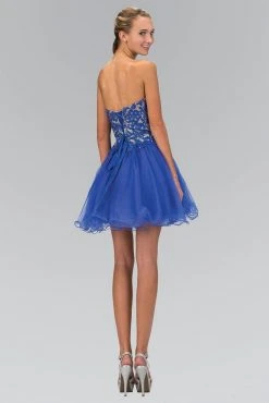 Elizabeth K - GS1110 Laced Sweetheart Neck Tulle Short Dress 7 Elizabeth K - GS1110 Laced Sweetheart Neck Tulle Short Dress