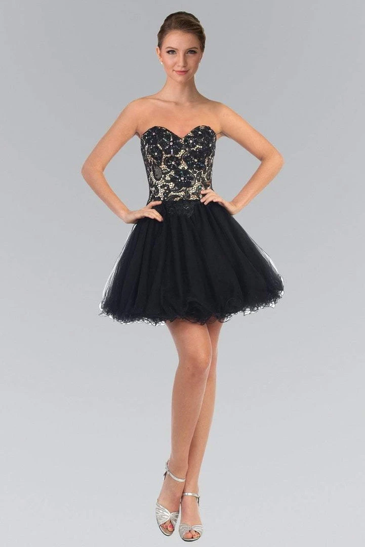 Elizabeth K - GS1110 Laced Sweetheart Neck Tulle Short Dress 3 Elizabeth K - GS1110 Laced Sweetheart Neck Tulle Short Dress