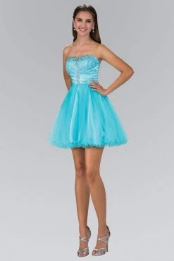 Elizabeth K - GS1345 Jeweled Strapless Lace-up Back Cocktail Dress 13 Elizabeth K - GS1345 Jeweled Strapless Lace-up Back Cocktail Dress