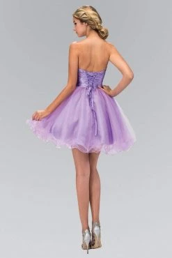 Elizabeth K - GS1350 Strapless Ruched Satin Empire Waist Dress