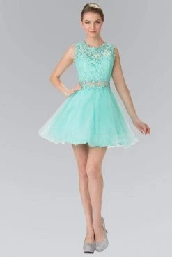 Elizabeth K - GS1427 Sleeveless Lace Bodice Short Dress 14 Elizabeth K - GS1427 Sleeveless Lace Bodice Short Dress