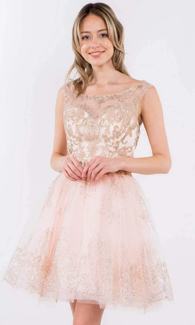 Elizabeth K - GS1964 Cap Sleeve Glitter Illusion Dress 5 Elizabeth K - GS1964 Cap Sleeve Glitter Illusion Dress