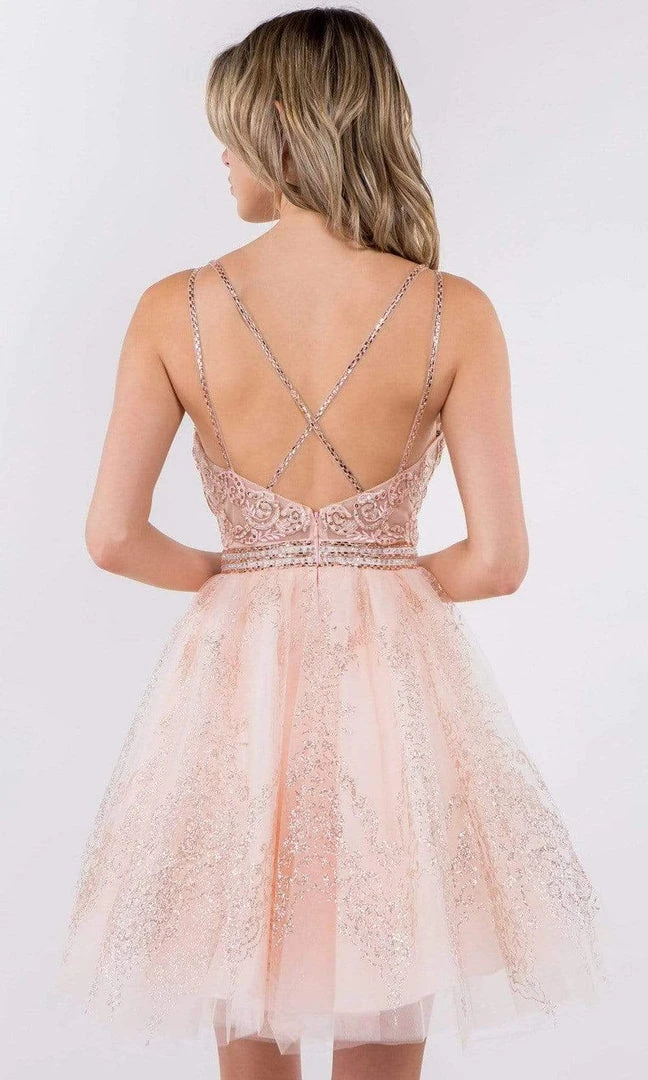 Elizabeth K - GS1965 Jeweled Waist Glitter A-Line Dress 4 Elizabeth K - GS1965 Jeweled Waist Glitter A-Line Dress