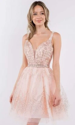 Elizabeth K - GS1965 Jeweled Waist Glitter A-Line Dress 16 Elizabeth K - GS1965 Jeweled Waist Glitter A-Line Dress