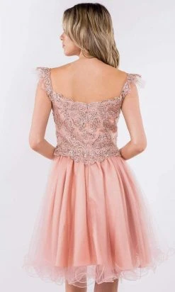 Elizabeth K - GS1966 Flutter Strap Embroidered A-Line Dress