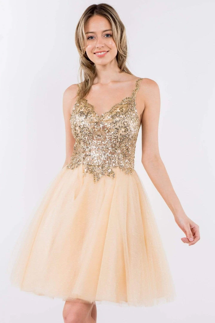 Elizabeth K - GS1967 Short Sequined A-Line Dress 6 Elizabeth K - GS1967 Short Sequined A-Line Dress