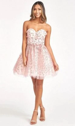 Elizabeth K GS1995 - Strapless Embellished Short Dress