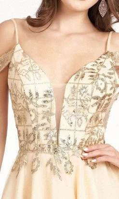 Elizabeth K GS1997 - Glitter V-Neck Cocktail Dress