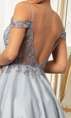 Elizabeth K GS1997 - Glitter V-Neck Cocktail Dress