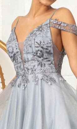 Elizabeth K GS1997 - Glitter V-Neck Cocktail Dress