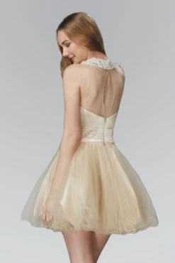 Elizabeth K - GS2032 Beaded Illusion High Neck Tulle Dress
