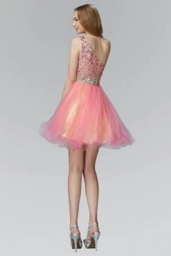 Elizabeth K - GS2033 Asymmetrical Neck Tulle Dress 5 Elizabeth K - GS2033 Asymmetrical Neck Tulle Dress
