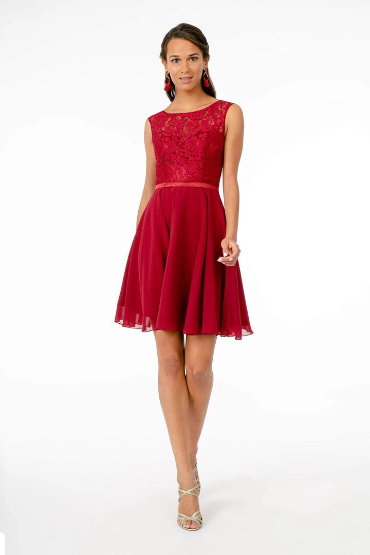 Elizabeth K - GS2807 Lace Bodice Corset Back Chiffon Dress 9 Elizabeth K - GS2807 Lace Bodice Corset Back Chiffon Dress