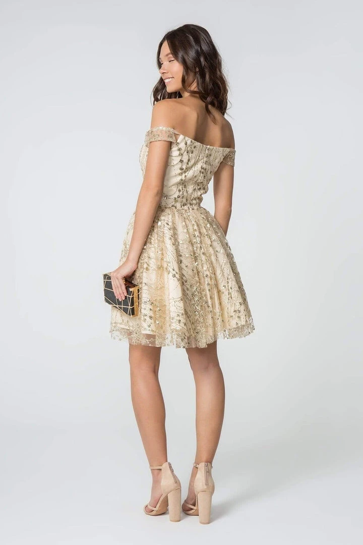 Elizabeth K - GS2833 Glitter Off-Shoulder A-Line Cocktail Dress 4 Elizabeth K - GS2833 Glitter Off-Shoulder A-Line Cocktail Dress