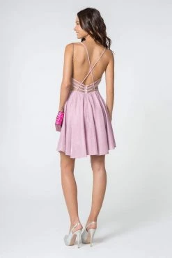 Elizabeth K - GS2839 Deep V-neck A-line Cocktail Dress