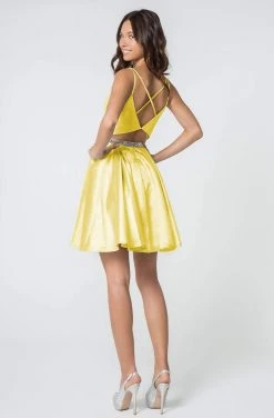 Elizabeth K - GS2843 A-Line Satin Cocktail Dress With Beaded Waistband 31 Elizabeth K - GS2843 A-Line Satin Cocktail Dress With Beaded Waistband