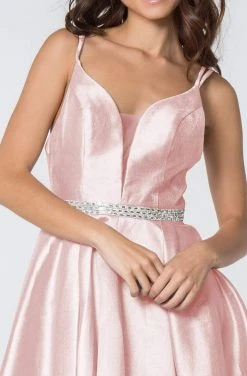 Elizabeth K - GS2843 A-Line Satin Cocktail Dress With Beaded Waistband 20 Elizabeth K - GS2843 A-Line Satin Cocktail Dress With Beaded Waistband