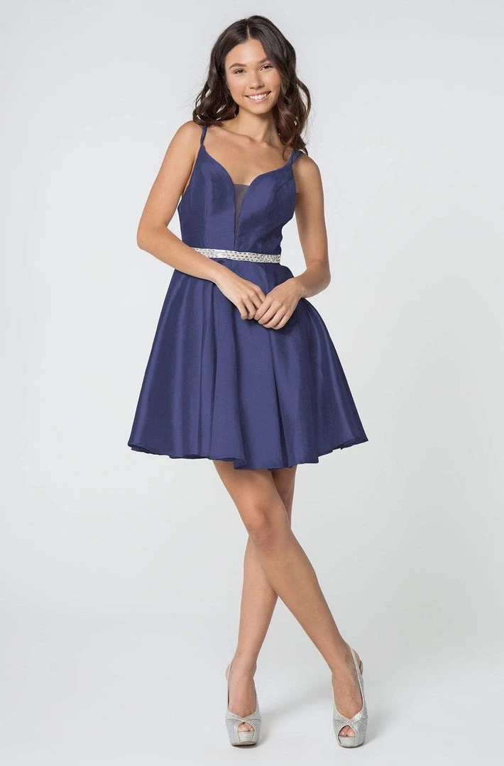Elizabeth K - GS2843 A-Line Satin Cocktail Dress With Beaded Waistband 11 Elizabeth K - GS2843 A-Line Satin Cocktail Dress With Beaded Waistband