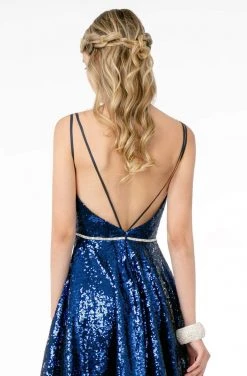 Elizabeth K - GS2847 Sequined Deep V-Neck A-Line Dress 25 Elizabeth K - GS2847 Sequined Deep V-Neck A-Line Dress