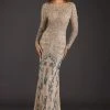 Feriani Couture - 18007 Long Sleeved Beaded Lace Sheath Gown