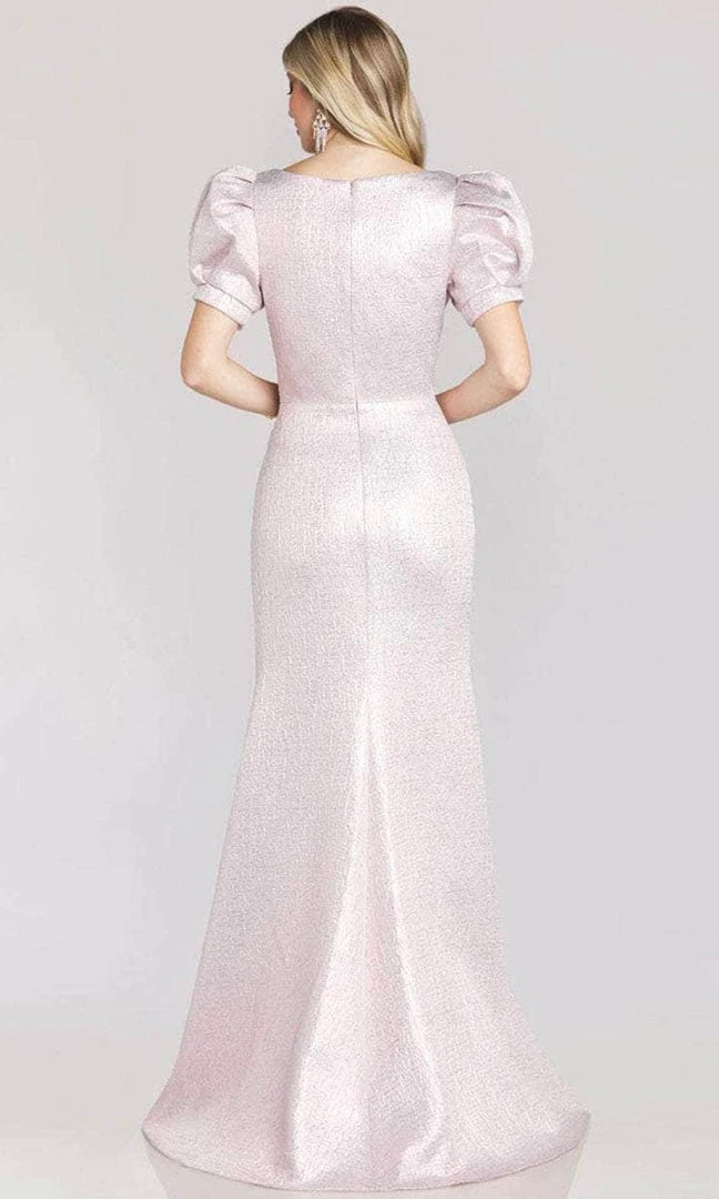 Feriani Couture 18202 - Puffed Short Sleeved Metallic Gown 4 Feriani Couture 18202 - Puffed Short Sleeved Metallic Gown