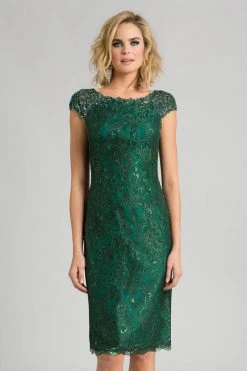 Feriani Couture - 18389S Beaded Floral Sheath Dress