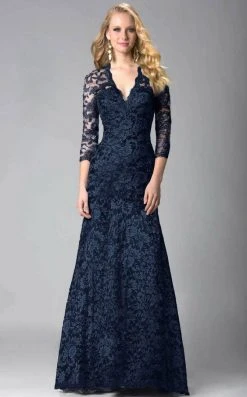 Feriani Couture - 18399 Classy Lace V-Neck Evening Gown 13 Feriani Couture - 18399 Classy Lace V-Neck Evening Gown