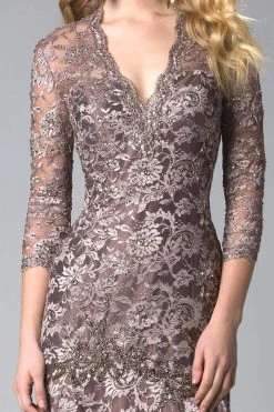 Feriani Couture - 18399 Classy Lace V-Neck Evening Gown 12 Feriani Couture - 18399 Classy Lace V-Neck Evening Gown