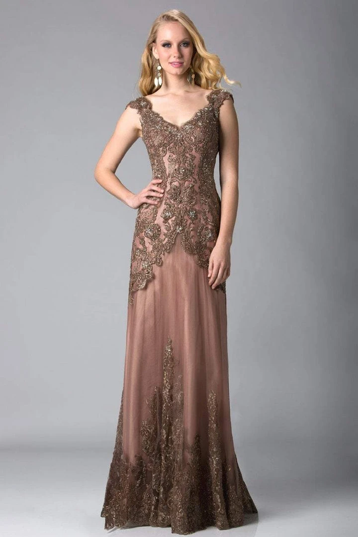 Feriani Couture - 18401 Embellished V Neck Lace Evening Gown 3 Feriani Couture - 18401 Embellished V Neck Lace Evening Gown