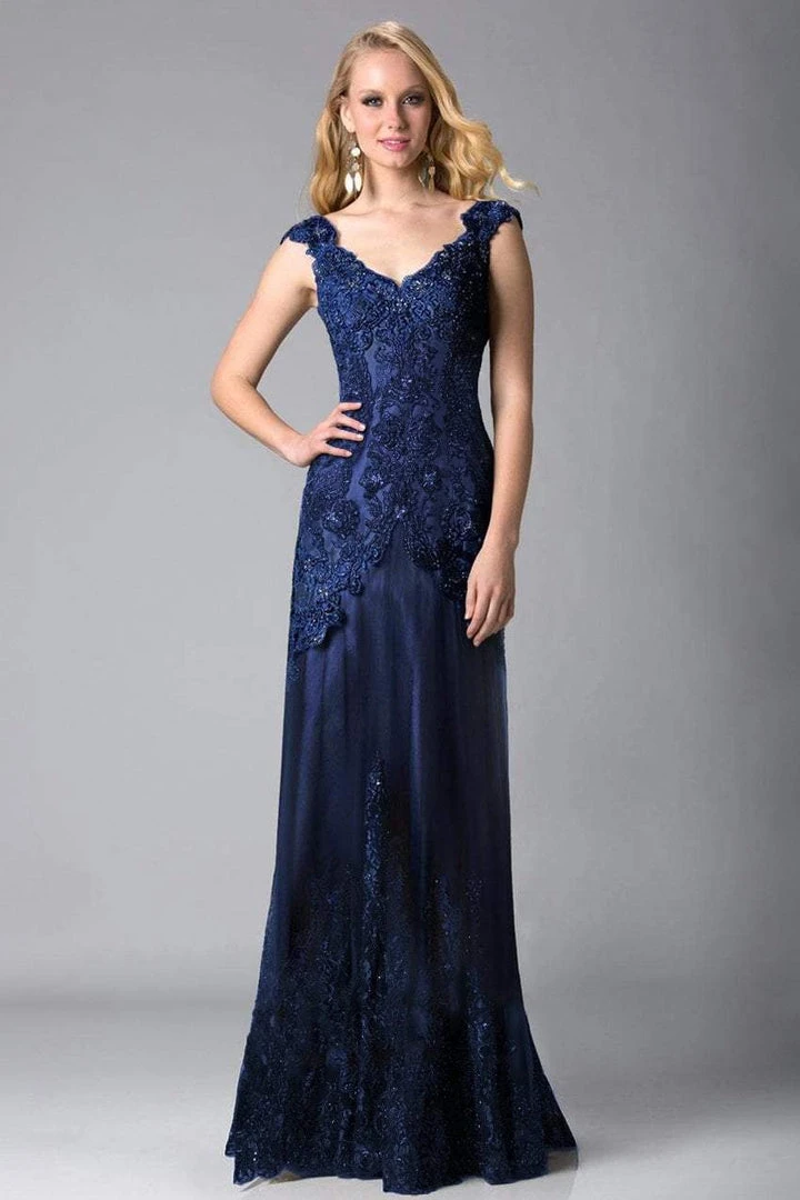 Feriani Couture - 18401 Embellished V Neck Lace Evening Gown 5 Feriani Couture - 18401 Embellished V Neck Lace Evening Gown