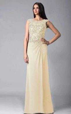 Feriani Couture - 18402 Embellished Cap Sleeve Column Gown