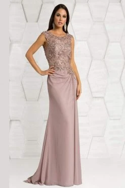Feriani Couture - 18402 Embellished Cap Sleeve Column Gown