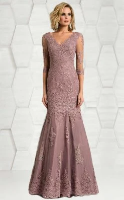 Feriani Couture - 18633 Quarter Sleeve Lace V-neck Mermaid Dress - 1 Pc Champange In Size 16 And 1 Pc Navy In Size 14 Available 7 Feriani Couture - 18633 Quarter Sleeve Lace V-neck Mermaid Dress - 1 Pc Champange In Size 16 And 1 Pc Navy In Size 14 Available