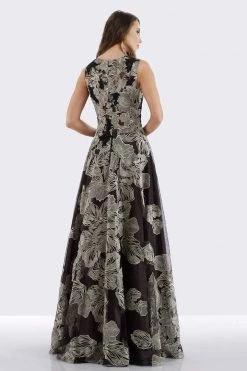 Feriani Couture - 18652 Appliqued Sleeveless Floral Overskirt Gown