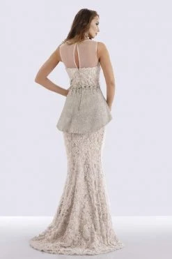 Feriani Couture - 18655 Embellished Illusion Neckline Peplum Sheath Dress - 1 Pc Stone In Size 8 Available 6 Feriani Couture - 18655 Embellished Illusion Neckline Peplum Sheath Dress - 1 Pc Stone In Size 8 Available