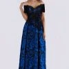 Feriani Couture - 18656 Floral Embroidered Off Shoulder Evening Dress