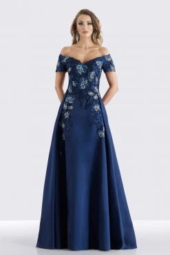 Feriani Couture - 18658 Floral Embroidered Off-Shoulder A-line Gown