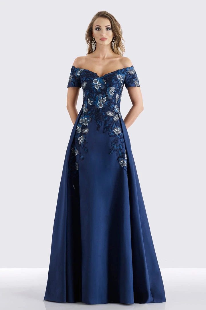 Feriani Couture - 18658 Floral Embroidered Off-Shoulder A-line Gown 3 Feriani Couture - 18658 Floral Embroidered Off-Shoulder A-line Gown