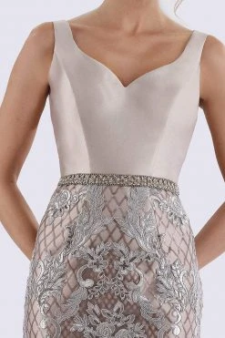 Feriani Couture - 18690 Knee Length Sleek Embroidered Lattice Dress